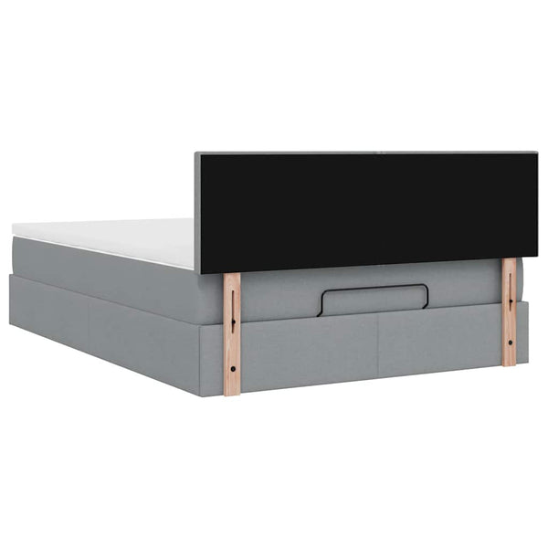 Ottoman Bett mit Matratze & LEDs 140x200 cm Grau