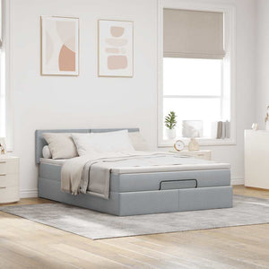 Ottoman Bett mit Matratze & LEDs 140x200 cm Grau