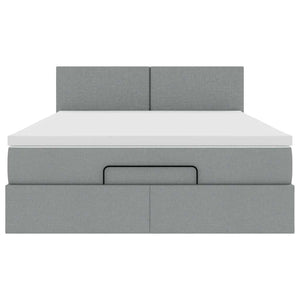 Ottoman Bett mit Matratze & LEDs 140x200 cm Grau