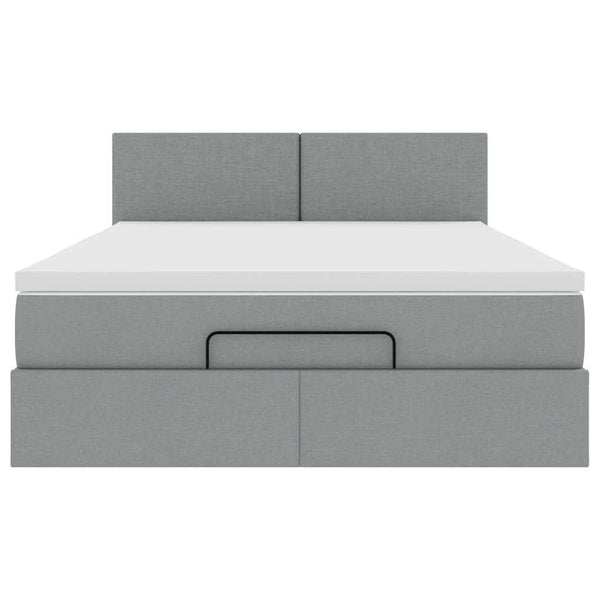 Ottoman Bett mit Matratze & LEDs 140x200 cm Grau