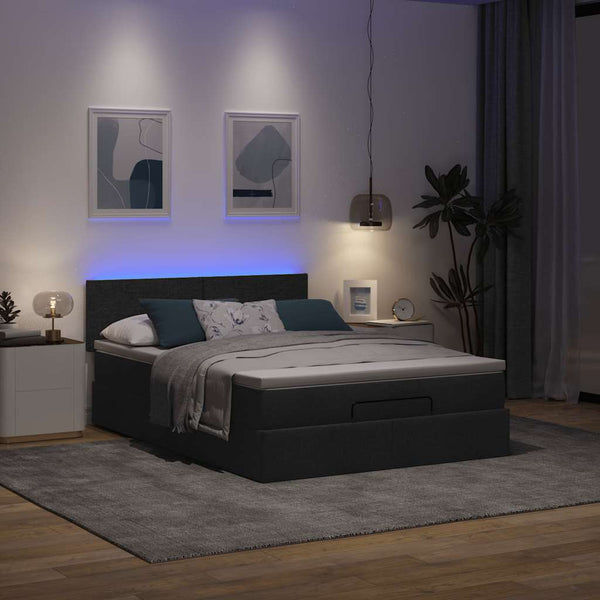 Ottomane Bett mit Matratze & LEDs 140x200 cm