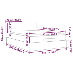 Ottomane Bett mit Matratze & LEDs 140x200 cm