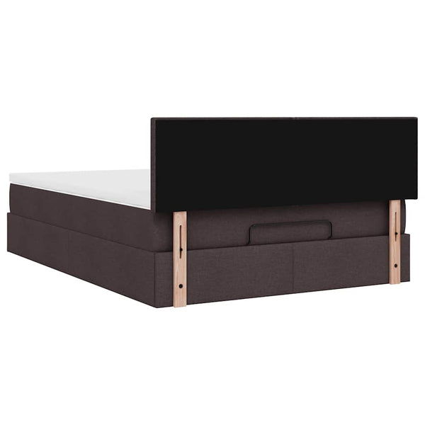 Ottoman Bett mit Matratze & LEDs Dunkelbraun 140x200 cm