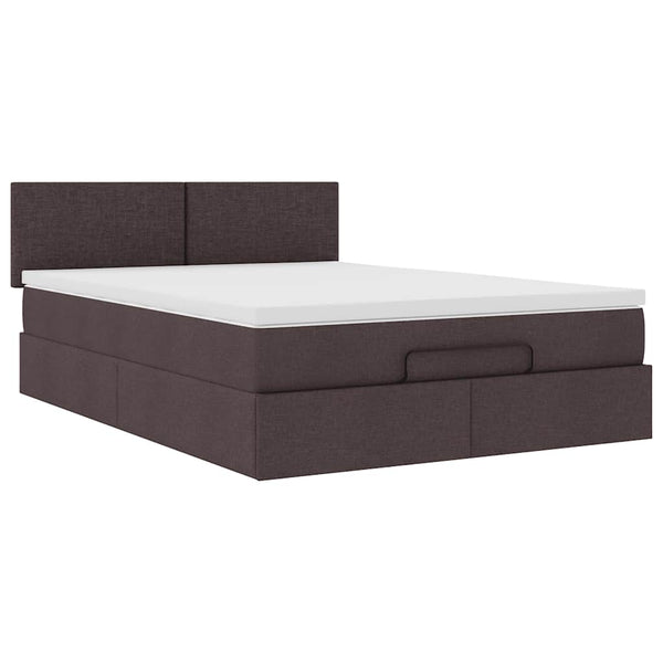 Ottoman Bett mit Matratze & LEDs Dunkelbraun 140x200 cm
