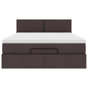 Ottoman Bett mit Matratze & LEDs Dunkelbraun 140x200 cm
