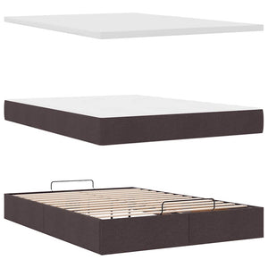 Ottoman Bett mit Matratze & LEDs Dunkelbraun 140x200 cm
