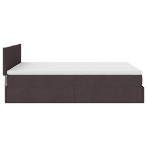 Ottoman Bett mit Matratze & LEDs Dunkelbraun 140x200 cm