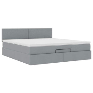 Ottoman Bett mit Matratze & LEDs Hellgrau 160x200 cm