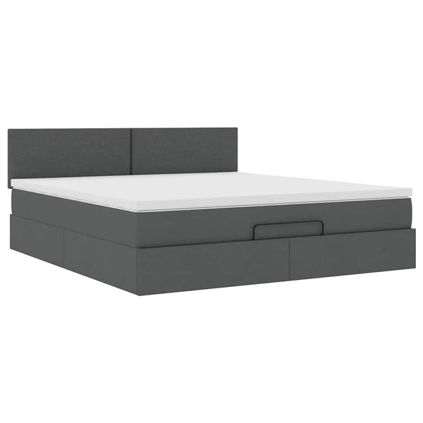 Ottoman Bett mit Matratze & LEDs 160x200 cm Dunkelgrau