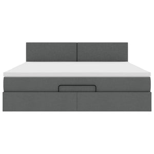 Ottoman Bett mit Matratze & LEDs 160x200 cm Dunkelgrau