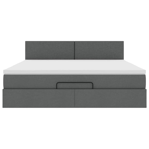 Ottoman Bett mit Matratze & LEDs 160x200 cm Dunkelgrau
