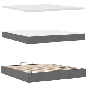 Ottoman Bett mit Matratze & LEDs 160x200 cm Dunkelgrau
