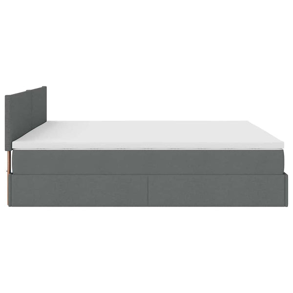 Ottoman Bett mit Matratze & LEDs 160x200 cm Dunkelgrau