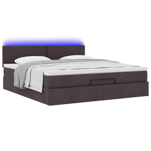 Ottoman Bett mit Matratze & LEDs Dunkelbraun 160x200 cm