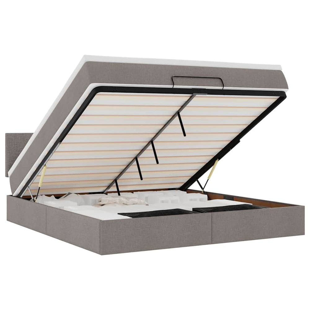 vidaXL Lit ottomane avec matelas et LED Taupe 160x200 cm Tissu