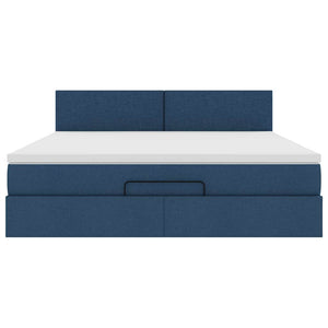 Ottoman Bett mit Matratze & LEDs Blau 160x200