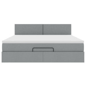 vidaXL Lit ottoman avec matelas et LED Gris clair 180x200 cm Tissu