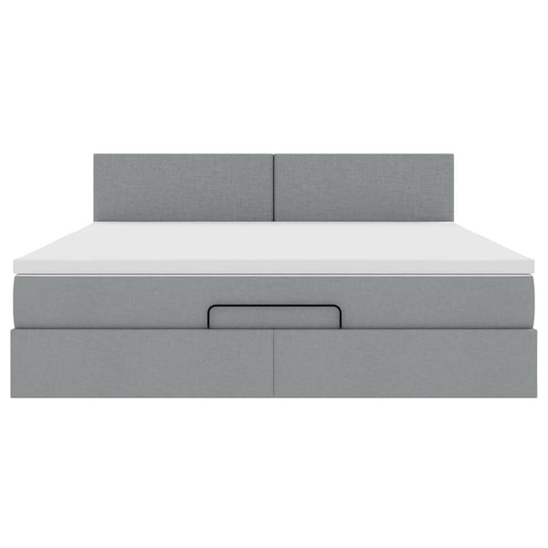 vidaXL Lit ottoman avec matelas et LED Gris clair 180x200 cm Tissu