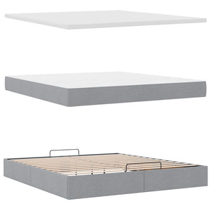 vidaXL Lit ottoman avec matelas et LED Gris clair 180x200 cm Tissu