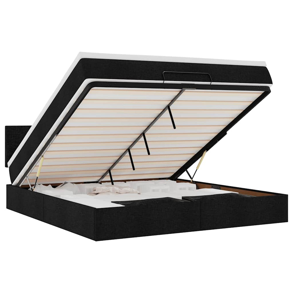 vidaXL Lit ottoman avec matelas et LED Noir 180x200 cm Tissu
