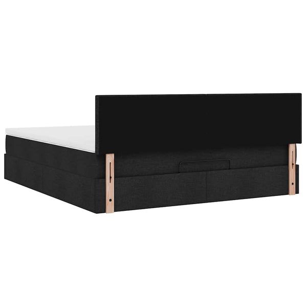 Ottomanbett mit Matratze & LEDs 180x200 cm Schwarz