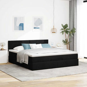 Ottomanbett mit Matratze & LEDs 180x200 cm Schwarz