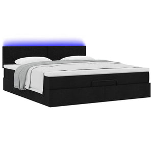 Ottomanbett mit Matratze & LEDs 180x200 cm Schwarz