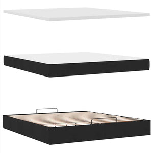 Ottomanbett mit Matratze & LEDs 180x200 cm Schwarz
