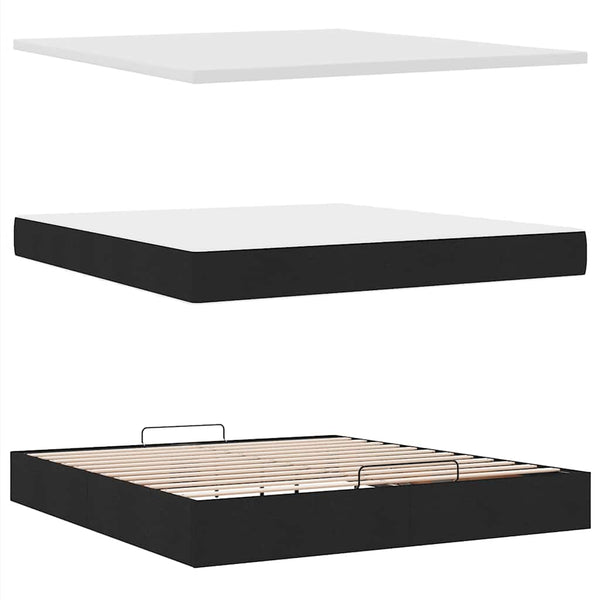Ottomanbett mit Matratze & LEDs 180x200 cm Schwarz