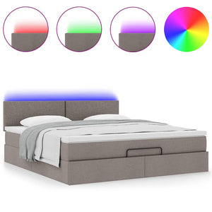 Ottomane Bett mit Matratze & LEDs Taupe 180x200 cm