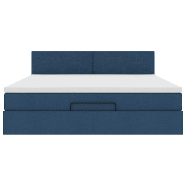 Ottomane Bett mit Matratze Blau 180x200 cm