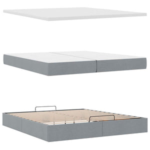 vidaXL Lit ottoman avec matelas et LED gris clair 200x200 cm Tissu