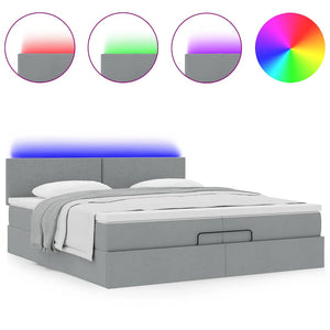 vidaXL Lit ottoman avec matelas et LED gris clair 200x200 cm Tissu