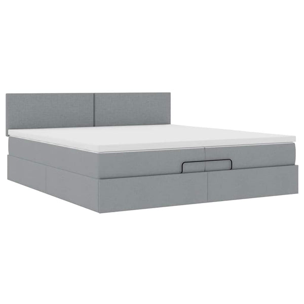 vidaXL Lit ottoman avec matelas et LED gris clair 200x200 cm Tissu