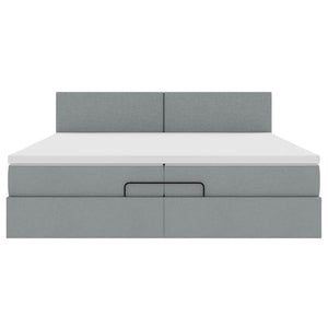 vidaXL Lit ottoman avec matelas et LED gris clair 200x200 cm Tissu