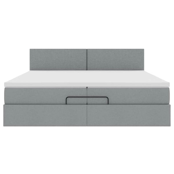 vidaXL Lit ottoman avec matelas et LED gris clair 200x200 cm Tissu