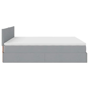 vidaXL Lit ottoman avec matelas et LED gris clair 200x200 cm Tissu