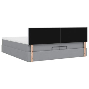 vidaXL Lit ottoman avec matelas et LED gris clair 200x200 cm Tissu
