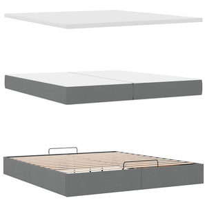 Ottoman Bett mit Matratzen & LEDs Dunkelgrau 200x200 cm