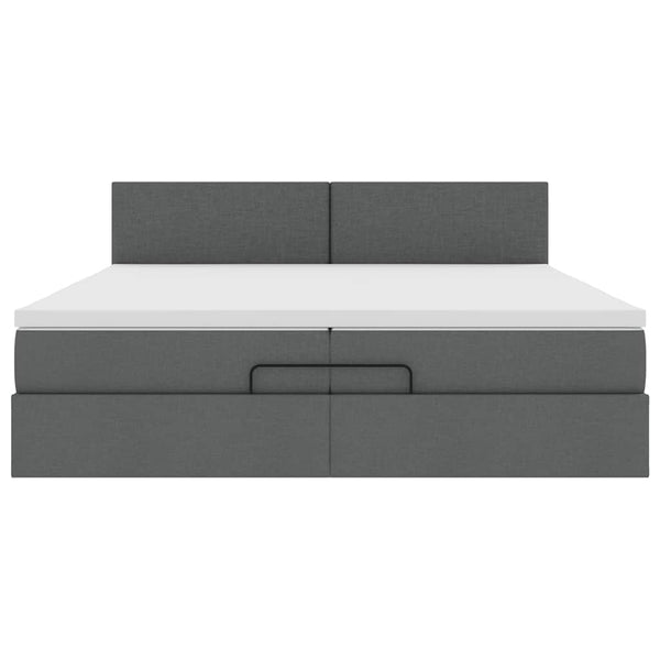 Ottoman Bett mit Matratzen & LEDs Dunkelgrau 200x200 cm