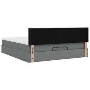 Ottoman Bett mit Matratzen & LEDs Dunkelgrau 200x200 cm