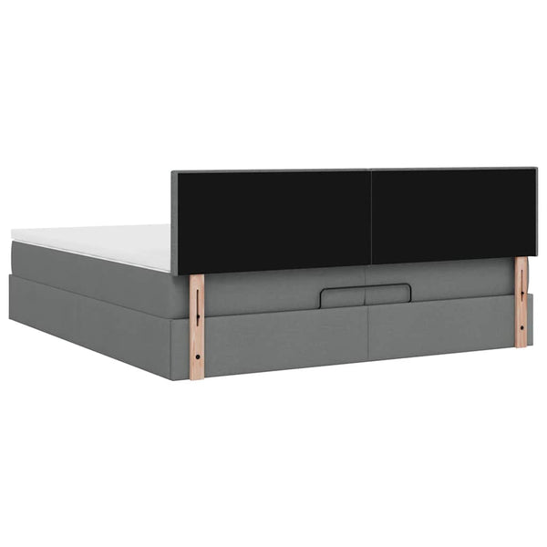 Ottoman Bett mit Matratzen & LEDs Dunkelgrau 200x200 cm