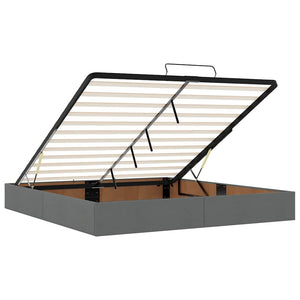 Ottoman Bett mit Matratzen & LEDs Dunkelgrau 200x200 cm