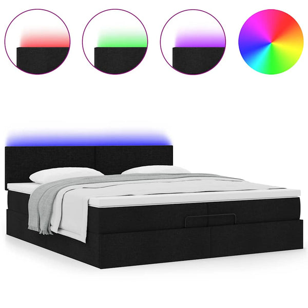 Ottoman Bett mit Matratzen & LEDs 200x200 cm