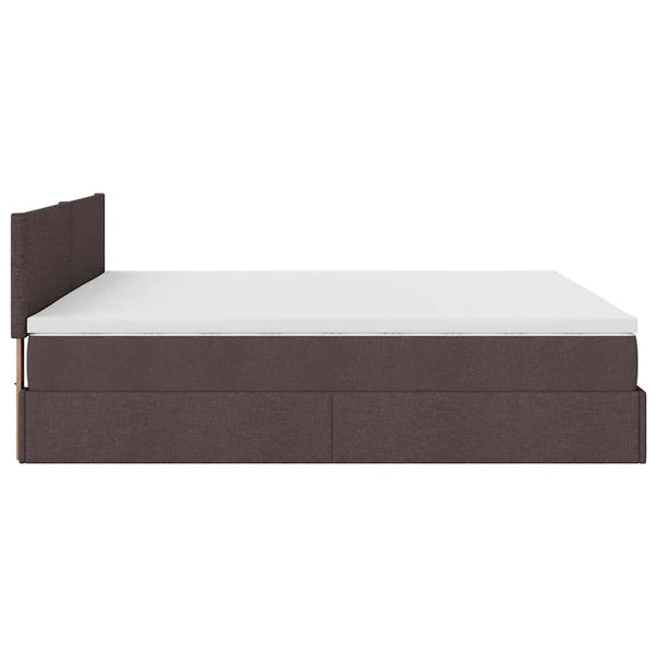 Ottoman Bett mit Matratzen & LEDs Dunkelbraun 200x200 cm