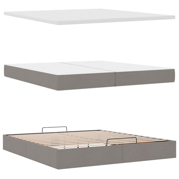 Ottoman Bett mit Matratzen & LEDs Taupe 200x200 cm