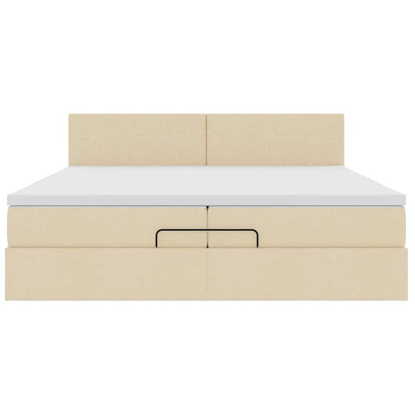Ottoman Bett mit Matratzen & LEDs Creme 200x200 cm