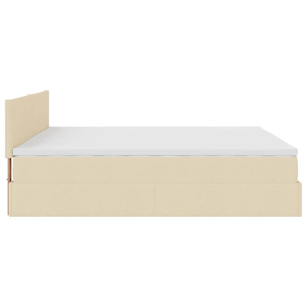 Ottoman Bett mit Matratzen & LEDs Creme 200x200 cm