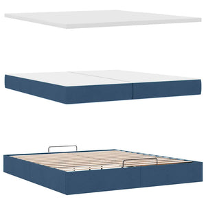 Ottoman Bett mit Matratzen & LEDs Blau 200x200 cm