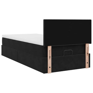 Ottomane Bett mit Matratze & LEDs Schwarz 80x200 cm